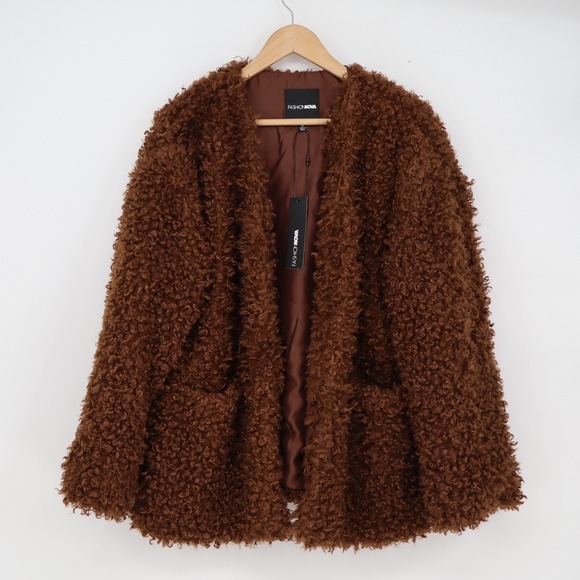 Fashion Nova Jackets & Blazers - Fashion Nova Adjust To The Fame Faux Fur Coat Chocolate Brown Shaggy Jacket M